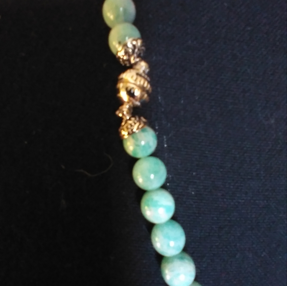 25 1/2" Genuine Brazilian Aqua Blue Amazonite & Czech Bead Necklace - Picture 6 of 12